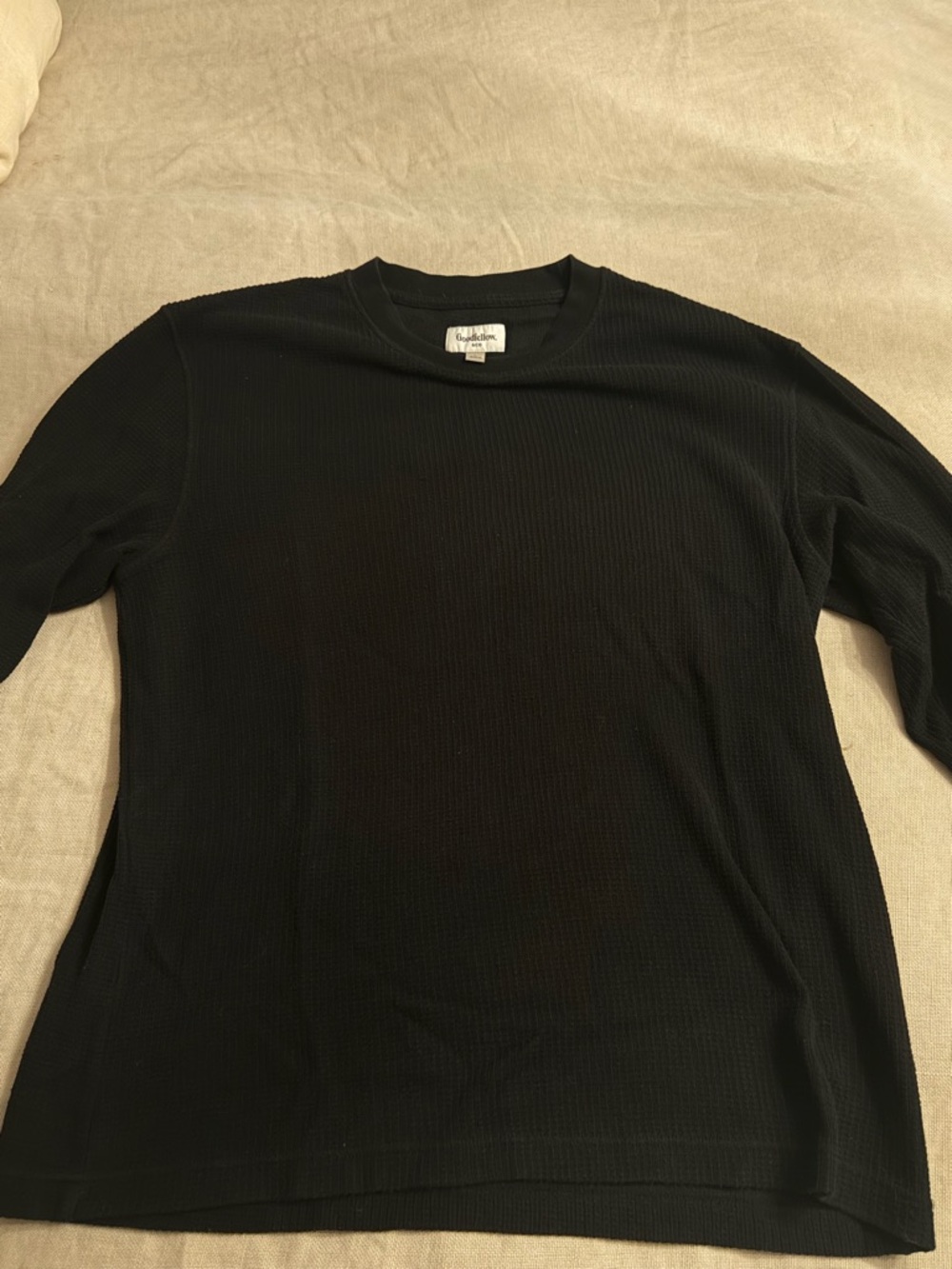 Goodfellow & Co Black Long-Sleeve Thermal Crew Shirt